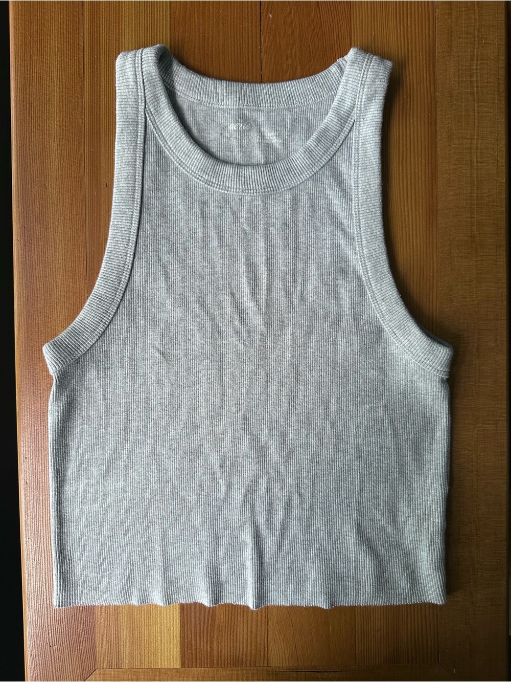 Aerie Ribbed Crop Tank Top in Light Grey - Size L